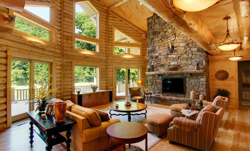 Custom Log Cabin Living Room